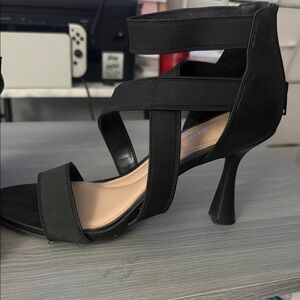 Kelly & Katie Black Strappy Mid Heel Sandal
